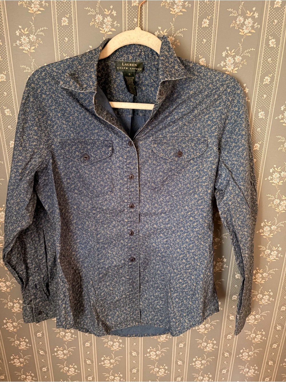 Vintage Ralph Lauren Blue Floral Button-Down Shirt